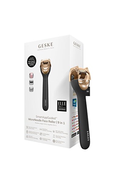 Geske | Rolă facială SmartAppGuided™ cu microace | 9 în 1 | cu cuarț roz | Microneedling | Prof