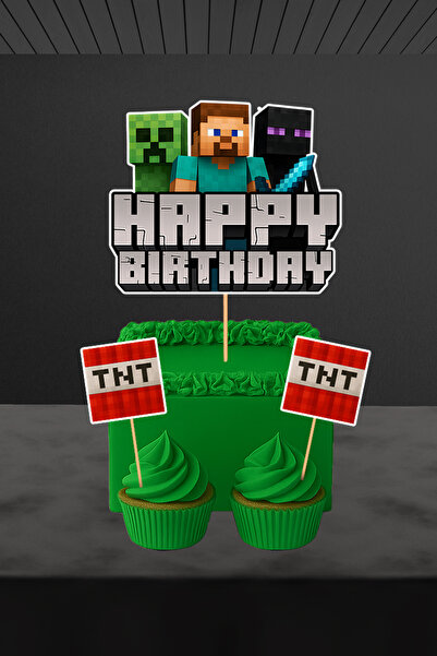 Hey Parti Minecraft 3-пакетна прикраса для торта (Creeper Steve Enderman TNT ...
