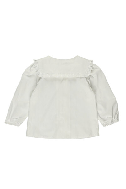 Panço Kız Ecru Dokuma Bebe Yaka Gömlek