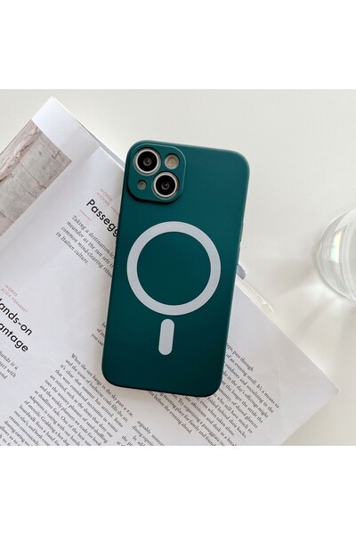 Apple MagSafe Case for iPhone 13, Silicone, Camera Protection, Magnetic, Wireless Charging, Green