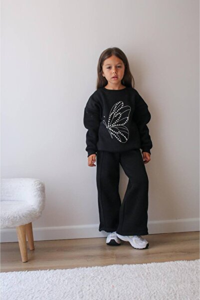 MİNİKO KİDS Girl's Stone-Embellished 3-Ply Sharded Tracksuit Set