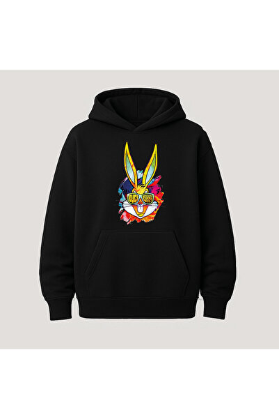 SVART WEAR Looney Tunes Baskılı Kanguru Cepli Pamuklu Kapüşonlu Uzun Kollu Ho...