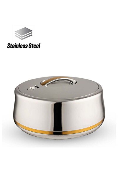 GOLDEN FİRE Taiwanese Stainless Steel Food Container, Silver/Gold, 5 Liters