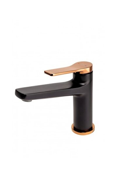 Fdesign Baterie lavoar Seppia cu ventil click-clack, negru-aur roz