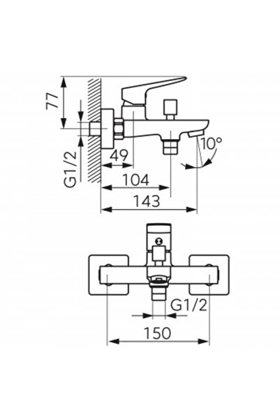 FERRO Vitto Verdeline chrome black wall-mounted bathtub/shower mixer