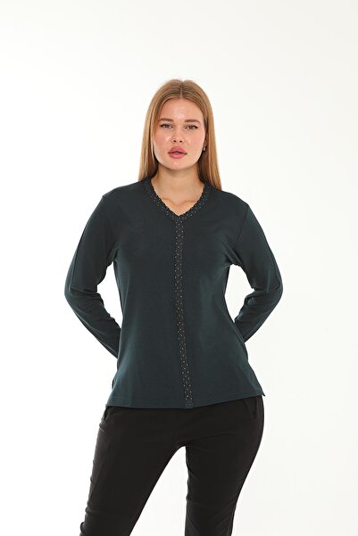 Lanze بلوزة ميرسيريزد بياقة على شكل حرف V