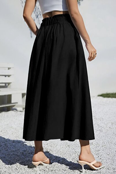 Baby xclub Fusta maxi din bumbac cu talie înaltă, elastică, cu buzunare, cu tăietură largi