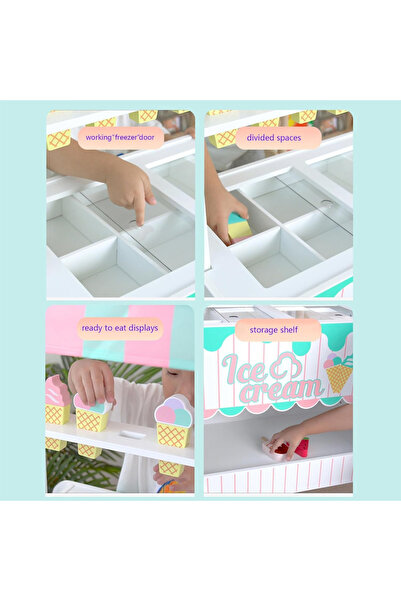 Picodino Wooden Ice Cream Stand for Kids – Educational Toy with Accessories