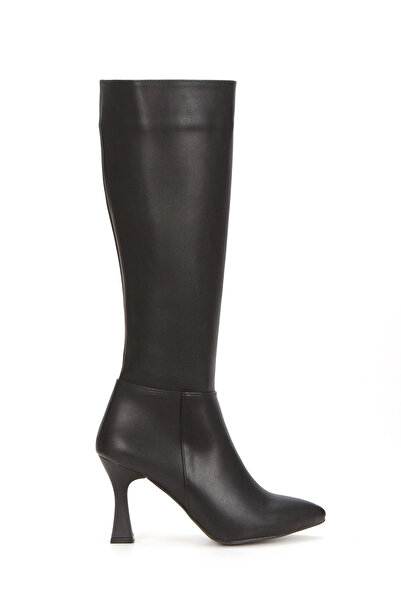 MFT AYAKKABI Cizme negre pentru femei, cu vârf ascuțit, cu toc subțire, cu fermoar