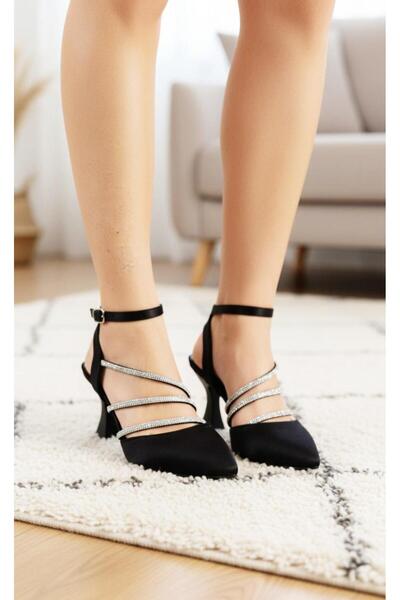 diva star KADIN TOPUKLU AYAKKABI SATEN TAS DETAYLI