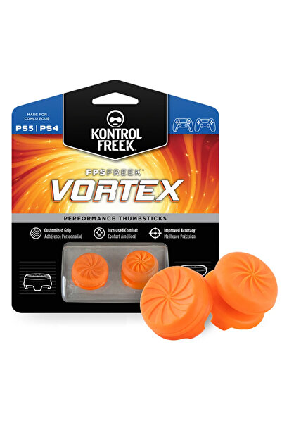 No branded KontrolFreek Vortex Thumbstick Grips (2) for PS5/PS4, Accuracy & Comfort, Orange
