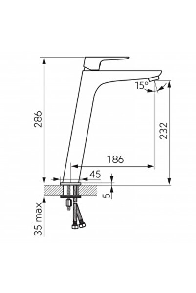 FERRO Baterie stativa lavoar inalta Vitto Verdeline Gun Metal