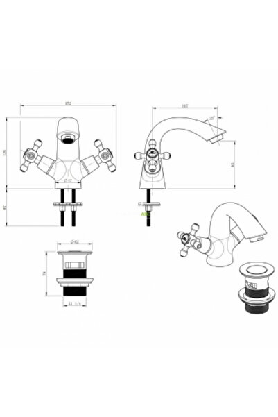 Fdesign Baterie bideu cu dubla comanda Lacrima, cu ventil, bronz