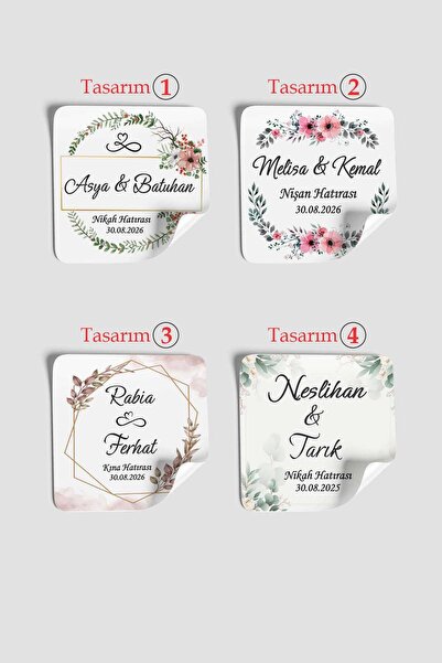 Vice Çikolata Etiketi - Nikah, Söz ve Nişan etiketi (3.8 cm) 80 Adet kare etiket