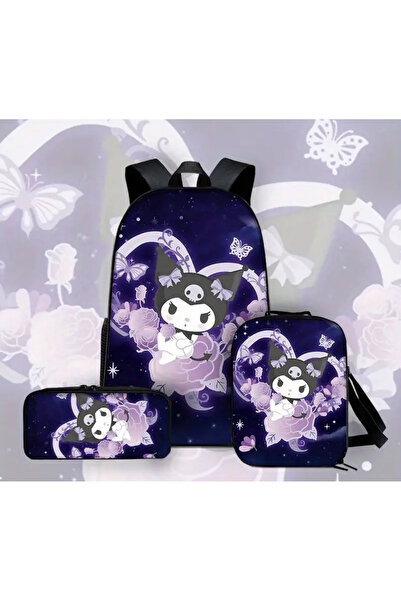 BALCI HEDİYELİK Benim Melodi Kuromi Sırt Çantası Seti ,Büyük Kapasite,Sevimli...