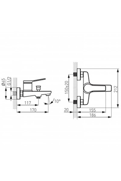 FERRO Stratos wall-mounted shower mixer, chrome