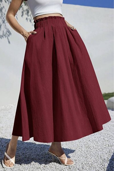 Baby xclub Fusta maxi din bumbac cu talie înaltă, elastică, cu buzunare, cu t...