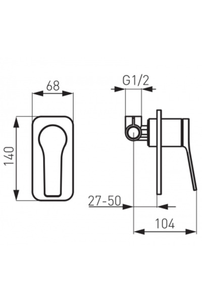 Fdesign Seppia Shower Faucet, Built-in Installation, Embedded Body Included, Black-Rose Gold