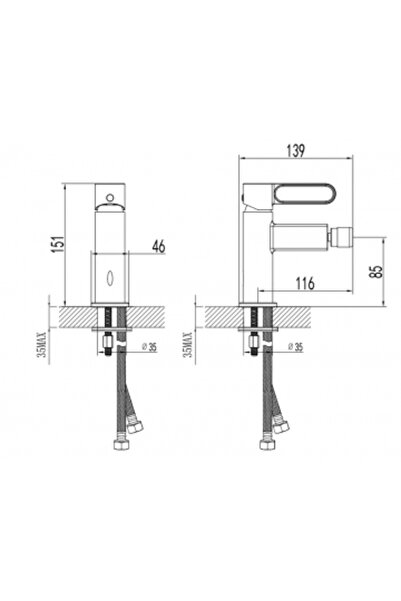 Fdesign Zaffiro Bidet Faucet with Vent, Black-Rose Gold