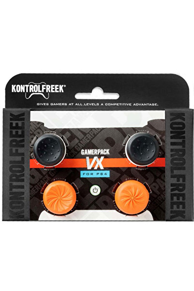 No branded KontrolFreek GamerPack VX (4) Grips for PS5/PS4, Accuracy & Comfort, Orange/Black