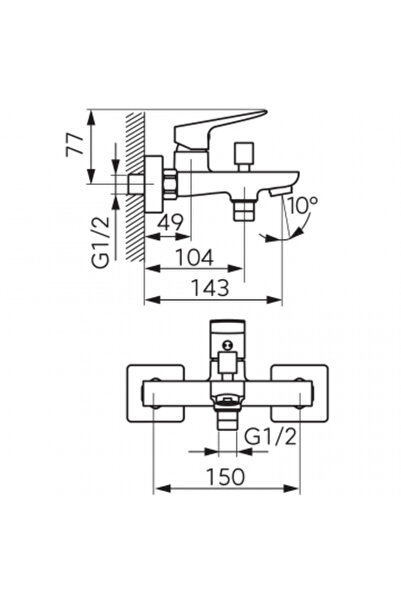 FERRO Wall-Mounted Bath-Shower Faucet VITTO VERDELINE Gold/Black