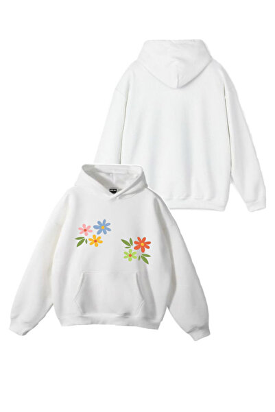 Sebesta Fashion سترة بقلنسوة من القطن بثلاثة خيوط مطبوعة بزهور الموسم الجديد