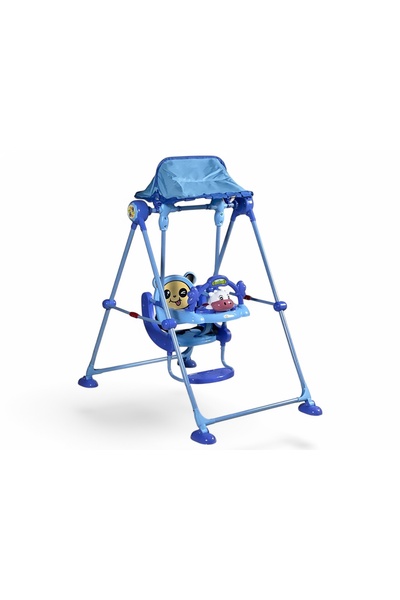 ALBADER Kids Swing Set with Musical Toys, Foldable Baby Swing Chair, Adjustable Canopy, Indoor Outdoor Swing