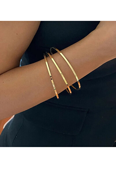Genel Markalar Altın Renk 3 Adet İnce Ajda Bilezik, Bileklik