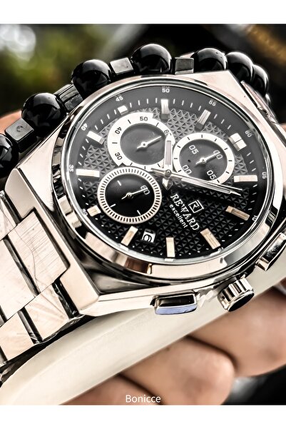 Reward ساعة يد رجالية عملية، معتمدة، مضمونة، سوار من الفولاذ باللون الأسود وا...