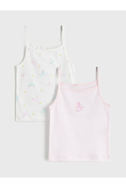 LC Waikiki New Season Square Neck Strap Girls' Tank Top 2-Piece Set