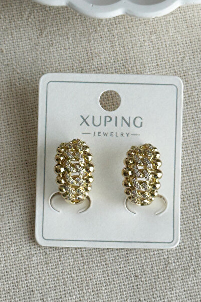 Modacaprea Xuping 14K Zincir Taşlı Halka Kadın Küpe Kararmaz Kadın Takı Xuping Küpe