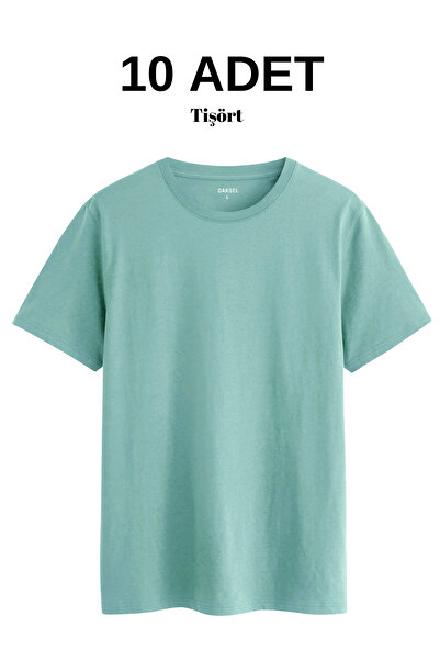 DK DAKSEL Tricou pentru bărbați, cu mânecă scurtă, guler rotund basic