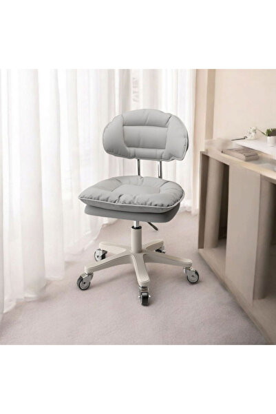 OEM Scaun ergonomic, rotativ, mobil, ajustabil pe inaltime (65–75 cm), piele PU, gri