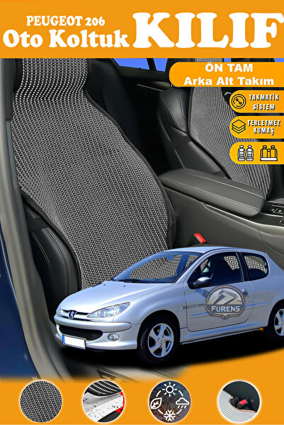 STS Oto Aksesuar غطاء مقعد سيارة بيجو 206 متوافق مع سلسلة بلاك بريستيج من الق...