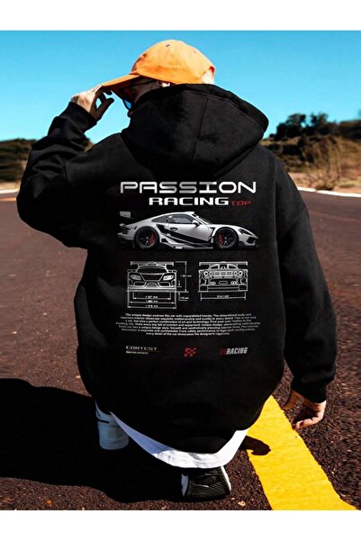 Josette Passion Racing Printed Hooded Oversize Sweatshirt