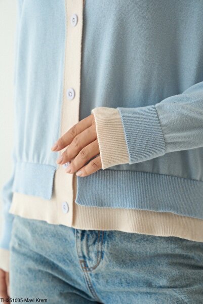 By Armin KADIN ÇİFT RENK İNCE SEZONLIK DÜĞMELİ HIRKA