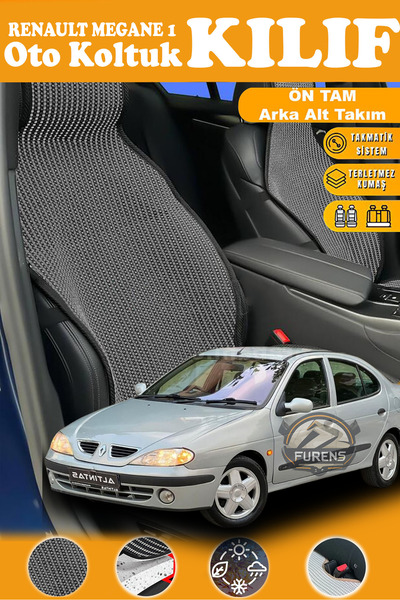 STS Oto Aksesuar Renault Megane 1 Uyumlu SİYAH PRESTİJ SERİSİ DOKUMA KUMAŞ OT...