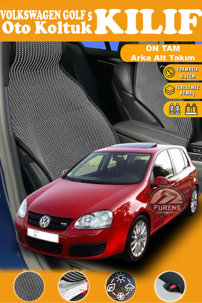 STS Oto Aksesuar غطاء مقعد سيارة فولكس فاجن جولف 5 متوافق مع السلسلة السوداء ...