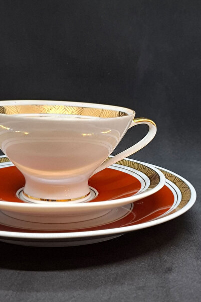 ABBETC Vbe Gehren East Germany Republic Vintage Teacup 3 Pieces 210 ml