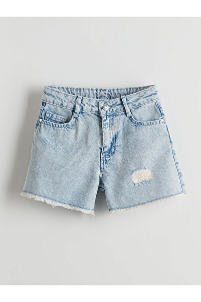 LC Waikiki Beli Ayarlanabilir Lastikli Kız Çocuk Jean Şort