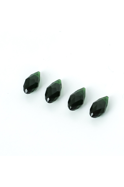 yfhobi 5 Adet- 12 mm Damla Kristal Üstten Delik Cam Boncuk, Şeffaf Zümrüt Yeş...