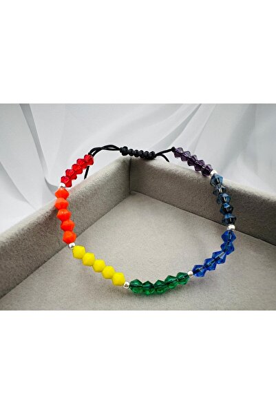 OEM Brățară curcubeu cu cristale și 6 mărgele din argint 925