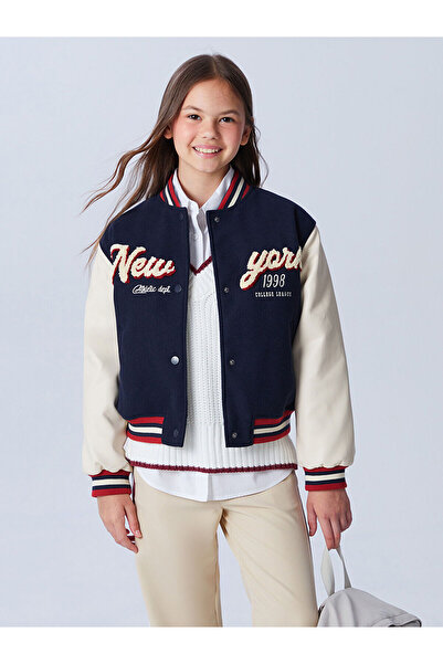 LC Waikiki Palton pentru colegiu pentru fete, brodat New York, albastru bleum...