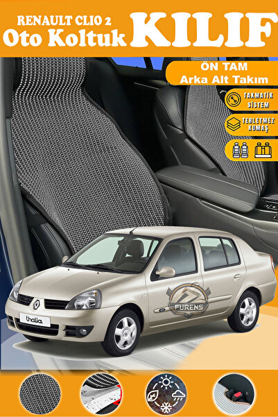 STS Oto Aksesuar Renault Clio 2 Uyumlu SİYAH PRESTİJ SERİSİ DOKUMA KUMAŞ OTO ...