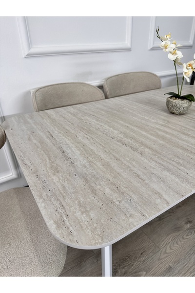 ECCES BB 80 x 140 Mutfak Masası Traverten MDF Salon ve Mutfak Masası Yemek Masası