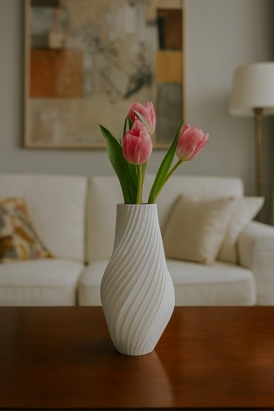 bandidos MODERN DEKORATİF VAZO - 3D TASARIM BEYAZ KABARTMALI MİNİMALİST EV AK...