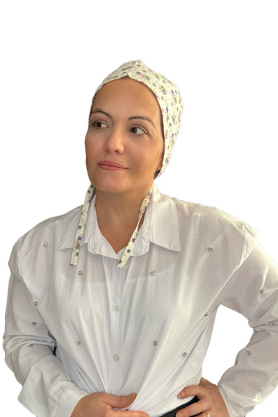 ÇİMEN BUTİK Pamuklu Poplin Cerrahi Bone Mor Çiçek Desenli ve Ayarlanabilir | ...