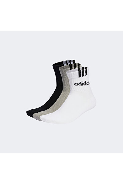 adidas 3'lü-Stripes Linear Half-Crew 3'lü Unisex Gri Çorap
