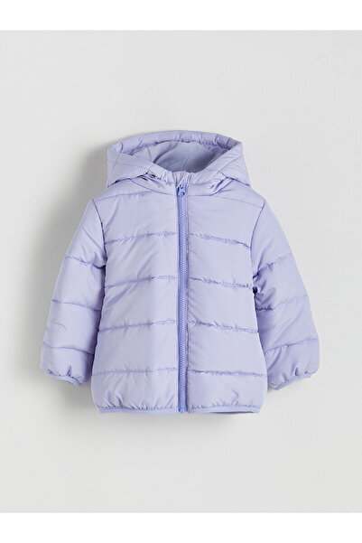 LC Waikiki Lila Kapüşonlu Kız Çocuk Şişme Mont