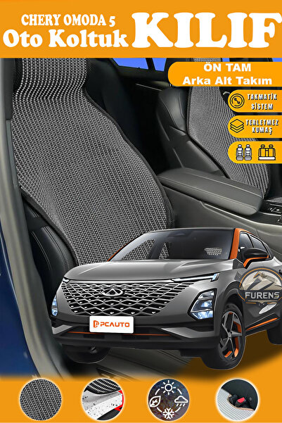 STS Oto Aksesuar غطاء مقعد سيارة من القماش المنسوج باللون الأسود من سلسلة PRE...